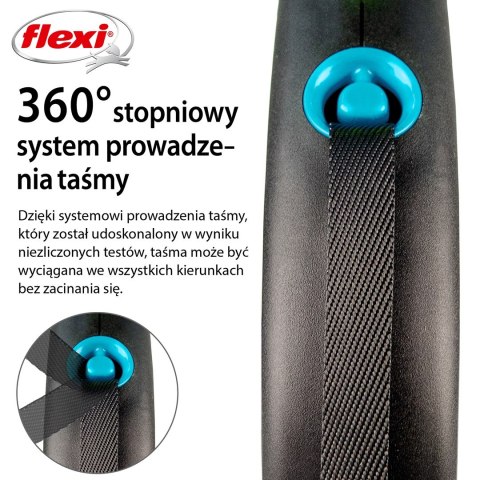 Smycz flexi automatyczna Black Design M taśma 5 m - dla psa do 25 kg, kolor niebieski Smycz flexi automatyczna Black Design M taśma 5 m - dla psa do 25 kg, kolor niebieski