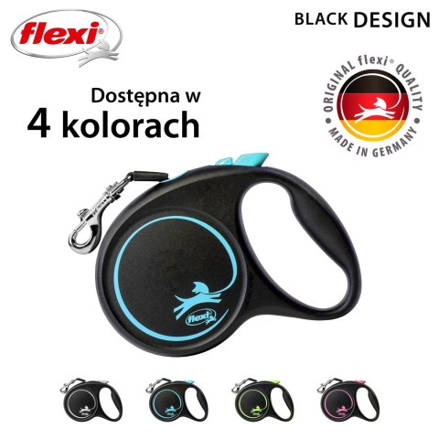 Smycz flexi automatyczna Black Design M taśma 5 m - dla psa do 25 kg, kolor niebieski Smycz flexi automatyczna Black Design M taśma 5 m - dla psa do 25 kg, kolor niebieski