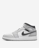 Nike Air Jordan 1 Mid Light Smoke Grey 554724-078 unisex sneakersy szare skórzane