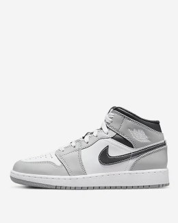 Nike Air Jordan 1 Mid Light Smoke Grey 554724-078 unisex sneakersy szare skórzane