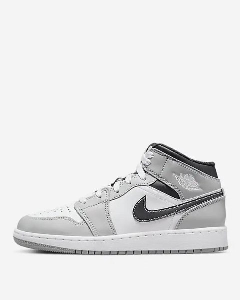 Nike Air Jordan 1 Mid Light Smoke Grey 554724-078 unisex sneakersy szare skórzane Nike Air Jordan 1 Mid Light Smoke Grey 554724-078 unisex sneakersy szare skórzane