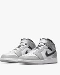 Nike Air Jordan 1 Mid Light Smoke Grey 554724-078 unisex sneakersy szare skórzane