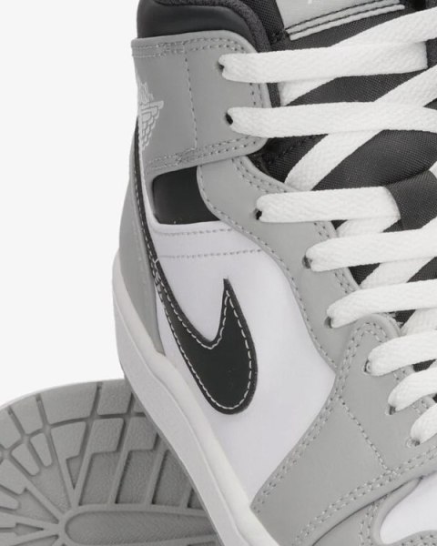 Nike Air Jordan 1 Mid Light Smoke Grey 554724-078 unisex sneakersy szare skórzane Nike Air Jordan 1 Mid Light Smoke Grey 554724-078 unisex sneakersy szare skórzane