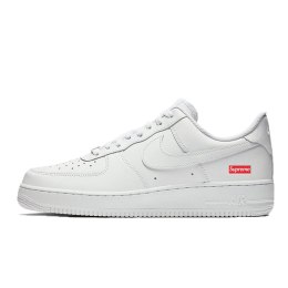 Nike Air Force 1 Low Supreme White CU9225-100 unisex sneakersy białe z logo Supreme