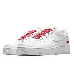 Nike Air Force 1 Low Supreme White CU9225-100 unisex sneakersy białe z logo Supreme