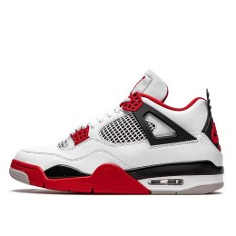 Nike Air Jordan 4 Retro Fire Red unisex sneakersy białe z czerwonymi akcentami