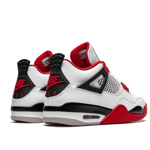 Nike Air Jordan 4 Retro Fire Red unisex sneakersy białe z czerwonymi akcentami Nike Air Jordan 4 Retro Fire Red unisex sneakersy białe z czerwonymi akcentami
