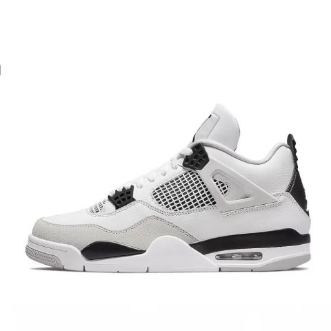 Nike Air Jordan 4 Retro Military Black unisex sneakersy białe z czarnymi detalami Nike Air Jordan 4 Retro Military Black unisex sneakersy białe z czarnymi detalami