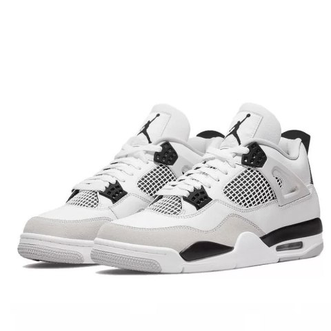 Nike Air Jordan 4 Retro Military Black unisex sneakersy białe z czarnymi detalami Nike Air Jordan 4 Retro Military Black unisex sneakersy białe z czarnymi detalami