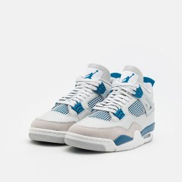 Nike Air Jordan 4 Retro Military Blue unisex sneakersy białe z niebieskimi akcentami
