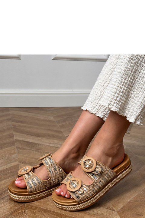 Sandał Klapki Model Lanora HF11-6 Beige - PRIMO Sandał Klapki Model Lanora HF11-6 Beige - PRIMO