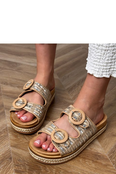 Sandał Klapki Model Lanora HF11-6 Beige - PRIMO Sandał Klapki Model Lanora HF11-6 Beige - PRIMO
