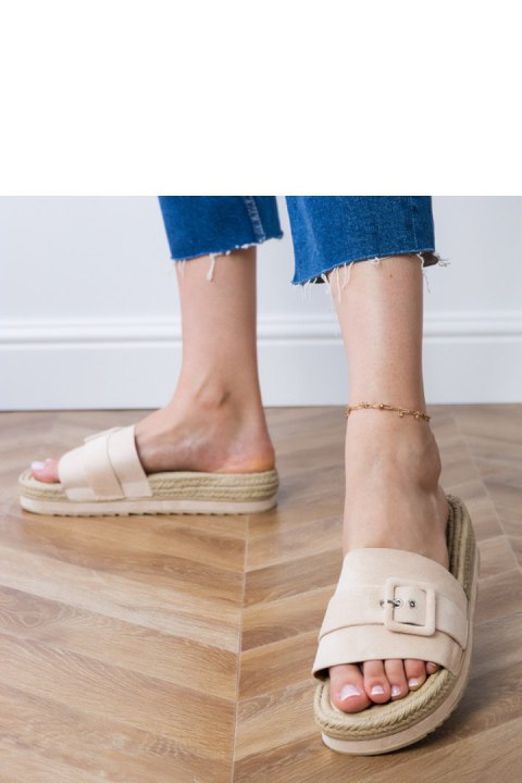 Sandał Klapki Model Lunda LOLO28 Beige - PRIMO Sandał Klapki Model Lunda LOLO28 Beige - PRIMO