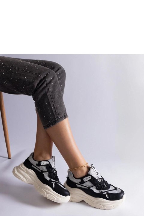 Czarne sneakersy z brokatowymi wstawkami Rigel - Solea Czarne sneakersy z brokatowymi wstawkami Rigel - Solea