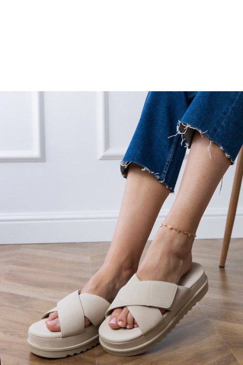 Sandał Klapki Model Juko PL365 Beige - PRIMO Sandał Klapki Model Juko PL365 Beige - PRIMO