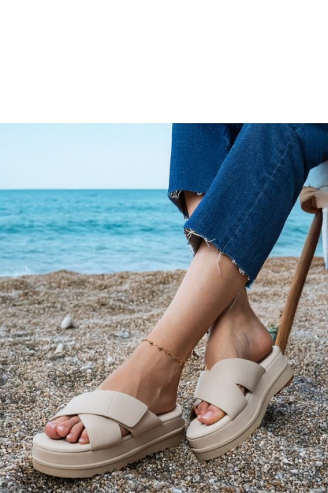 Sandał Klapki Model Juko PL365 Beige - PRIMO Sandał Klapki Model Juko PL365 Beige - PRIMO
