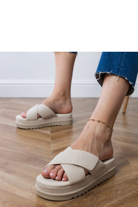Sandał Klapki Model Juko PL365 Beige - PRIMO Sandał Klapki Model Juko PL365 Beige - PRIMO