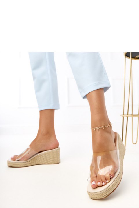 Sandał Klapki Model Felicity F477 Beige - PRIMO Sandał Klapki Model Felicity F477 Beige - PRIMO